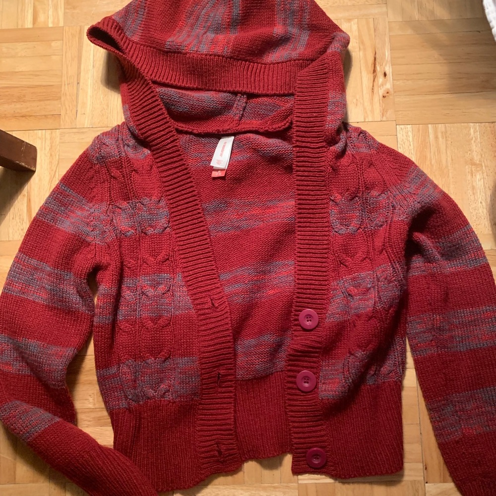 Vintage red and gray striped multidesign sweater